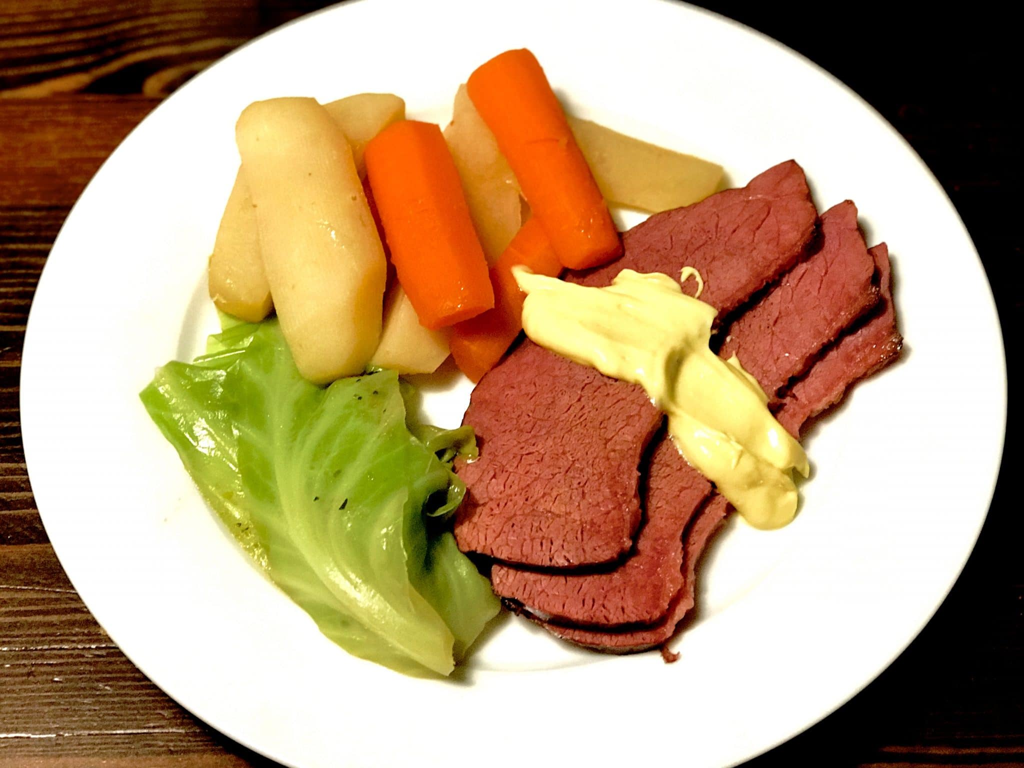 slow cooker corned beef on a plate